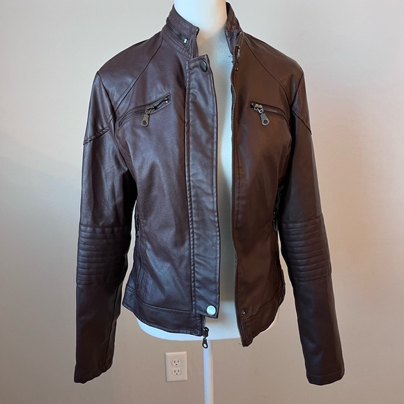Maralyn & Me Burgundy Leather Jacket - Picture 1 of 7